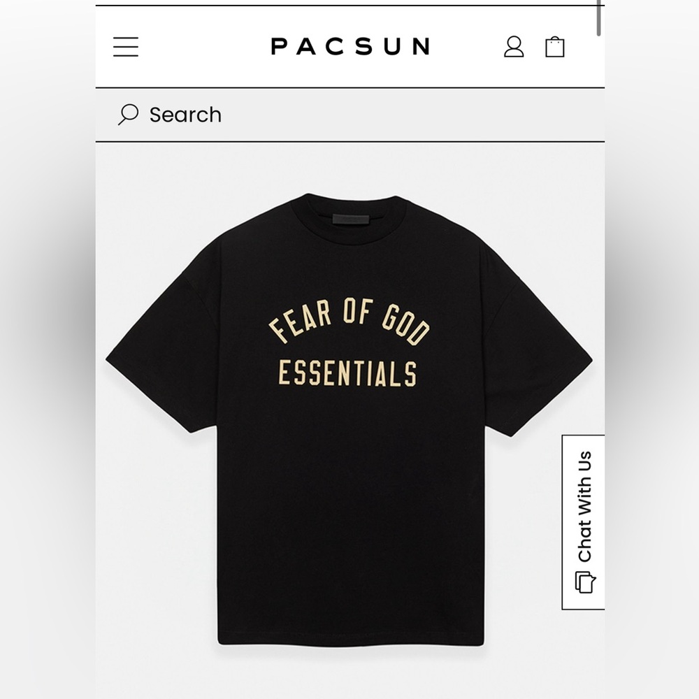 PACSUN Fear of God Essentials Black Crew Neck oversized Small Men’s - New w/Tags